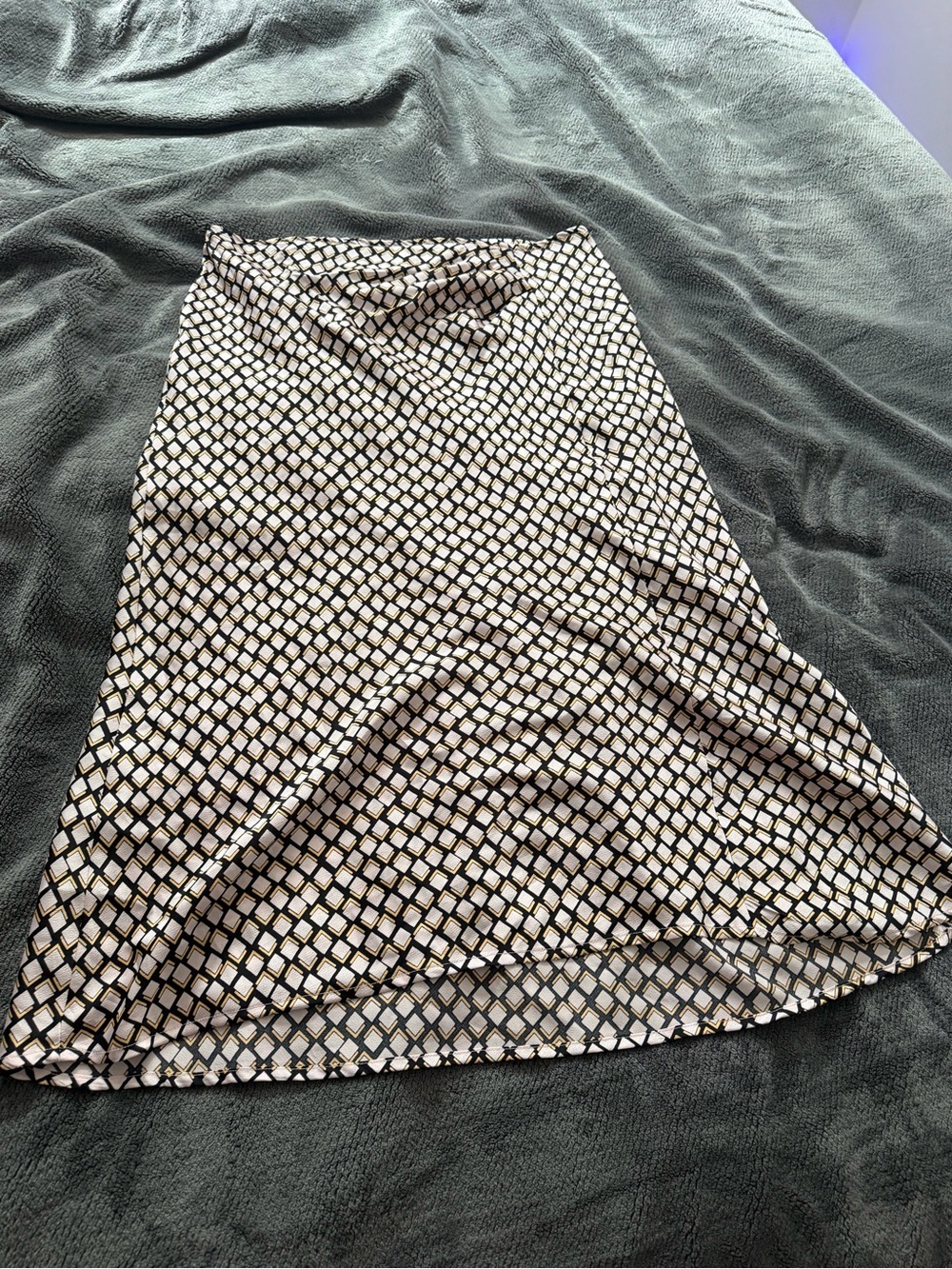 Printed A-Line Midi Skirt in Black & Cream